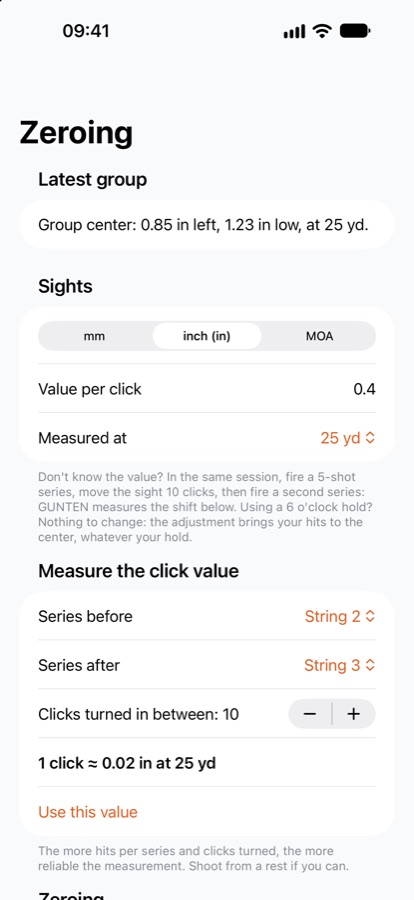 Zeroing: number of clicks to give your sights.